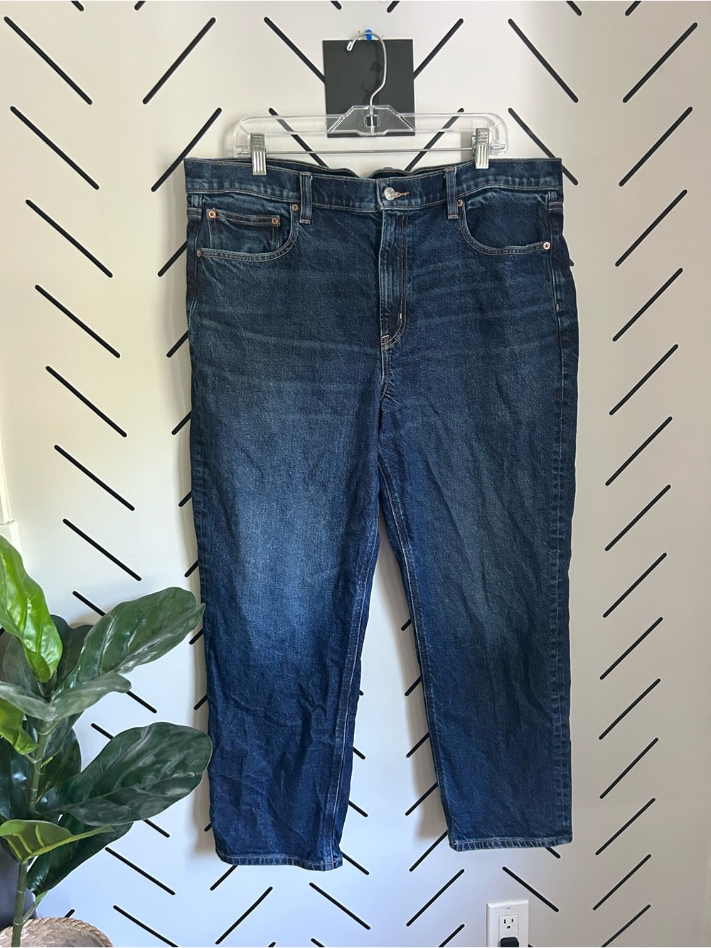 American eagle stretch super high rise ankle straight leg dark wash jeans